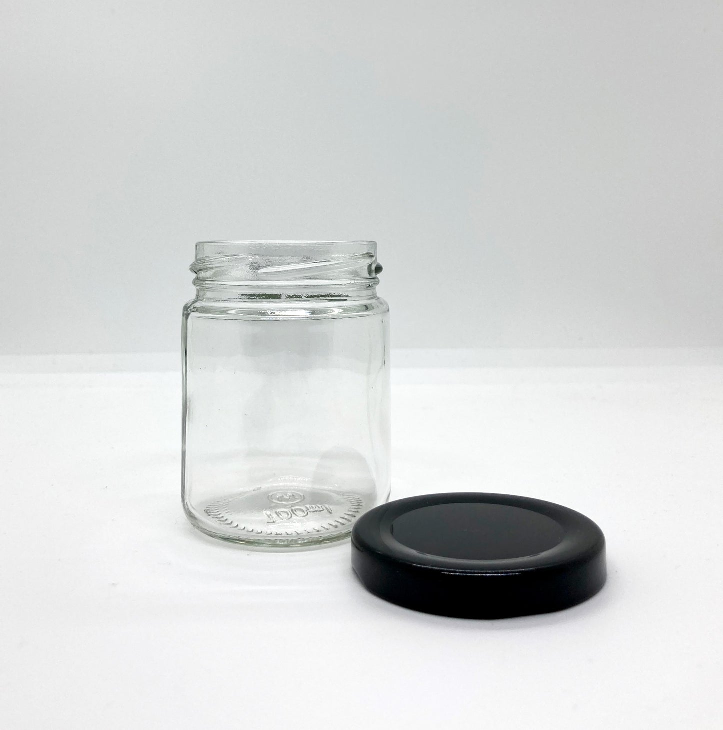 120mL. Clear Round Straight Cut Glass Jar and Lid (Net Fill Capacity: 100mL.+/-)