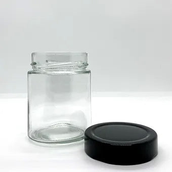 230mL. "Ergo" Clear Round Straight Cut Glass Jar (Tall) and Deep Lid (Net Fill Capacity: 170mL.+/-)
