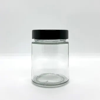 230mL. "Ergo" Clear Round Straight Cut Glass Jar (Tall) and Deep Lid (Net Fill Capacity: 170mL.+/-)