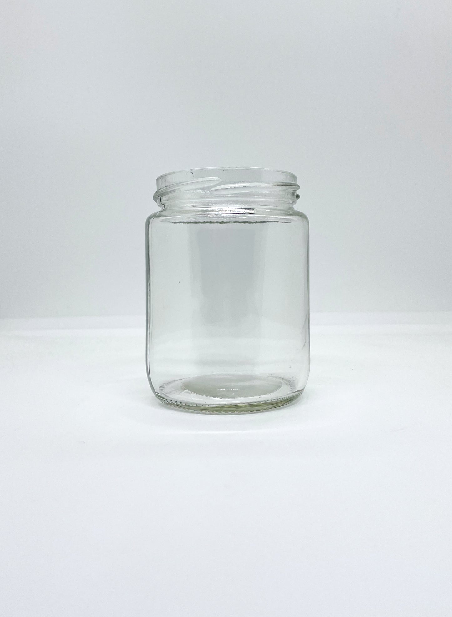 230mL. Clear Round Straight Cut Glass Jar and lid (Net Fill Capacity: 190mL.+/-)