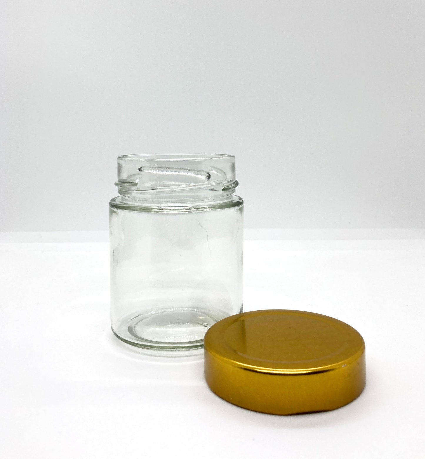 230mL. "Ergo" Clear Round Straight Cut Glass Jar (Tall) and Deep Lid (Net Fill Capacity: 170mL.+/-)