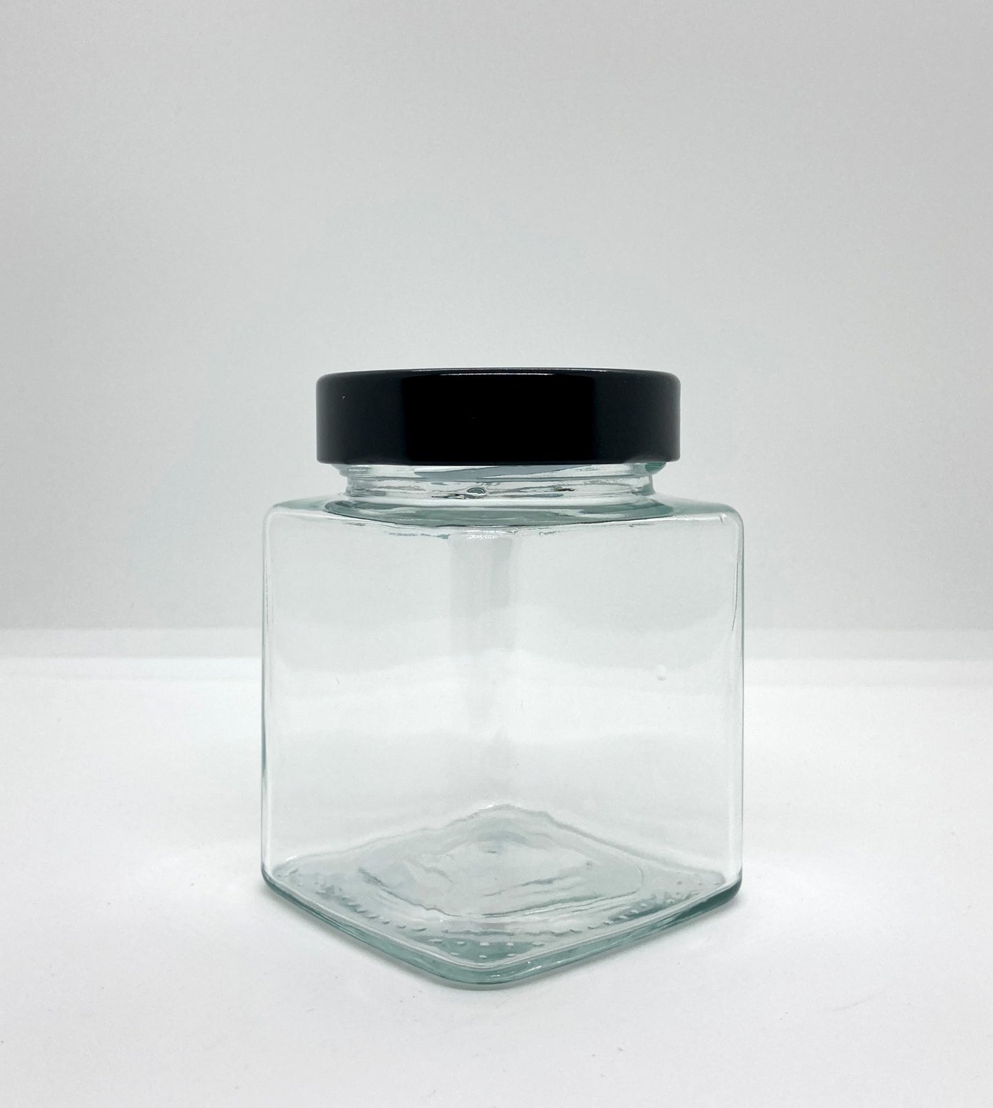 310mL. Clear Square Straight Cut Glass Jar and Deep Lid (Net Fill Capacity: 280mL.+/-)