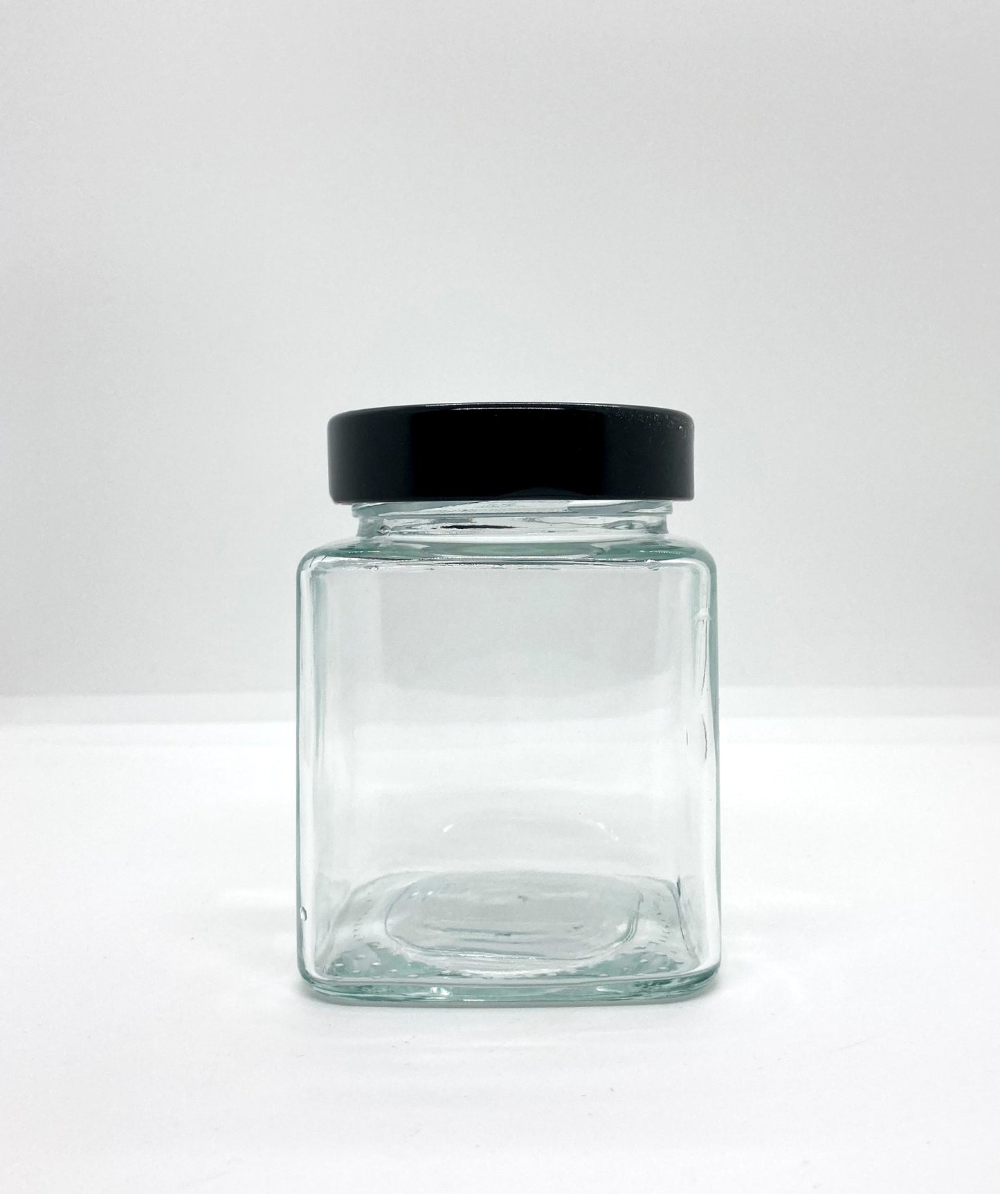 310mL. Clear Square Straight Cut Glass Jar and Deep Lid (Net Fill Capacity: 280mL.+/-)