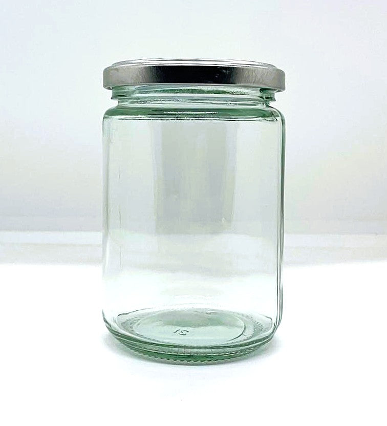 350mL. Clear Round Straight Cut Glass Jar and lid (Net Fill Capacity: 300mL.+/-)
