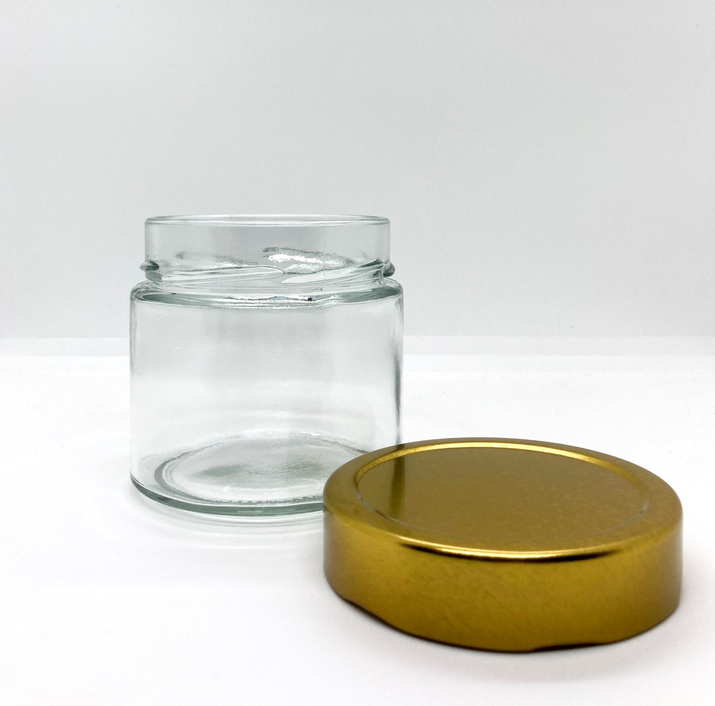 350mL. "Ergo" Clear Round Straight Cut Glass Jar and Deep Lid (Net Fill Capacity: 270mL.+/-)