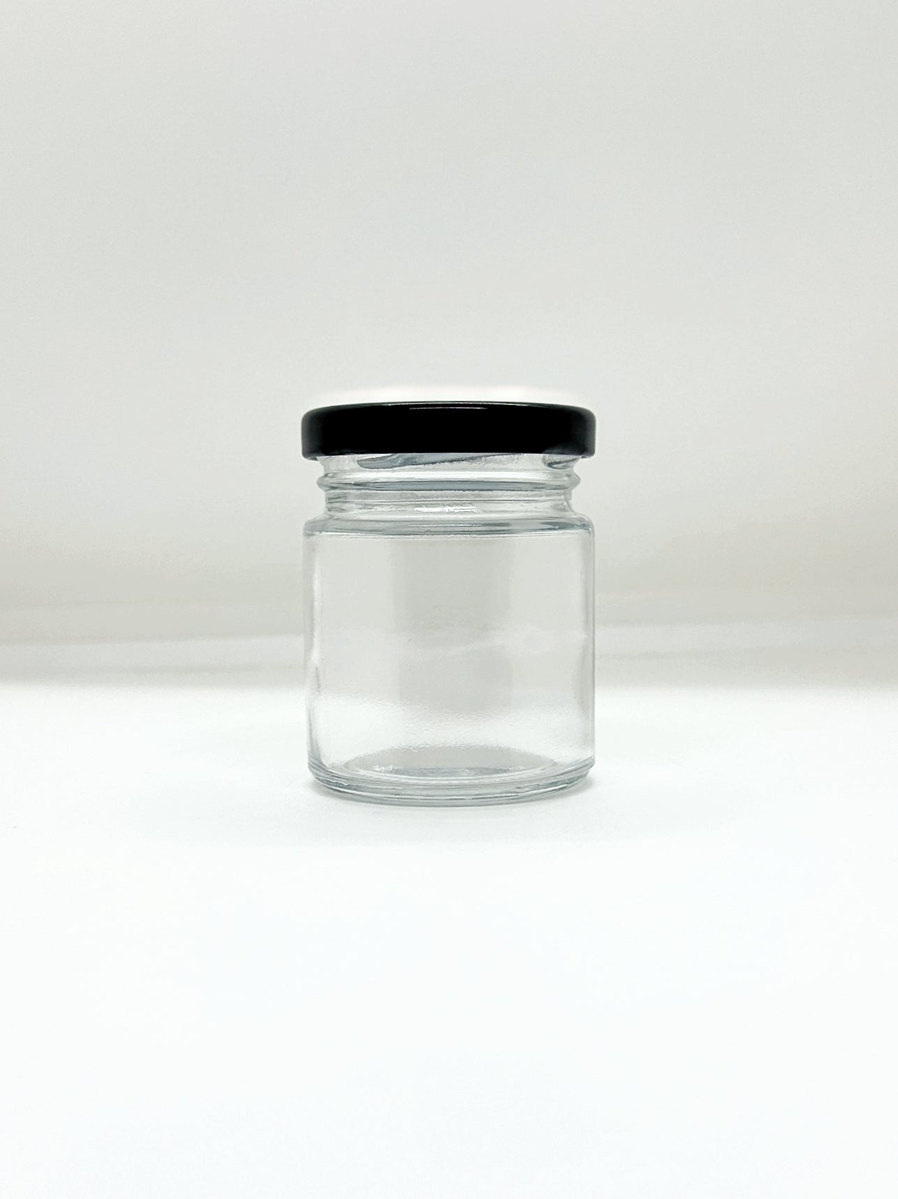 80mL. Clear Round Straight Cut Glass Jar and Lid (Net Fill Capacity: 70mL.+/-)