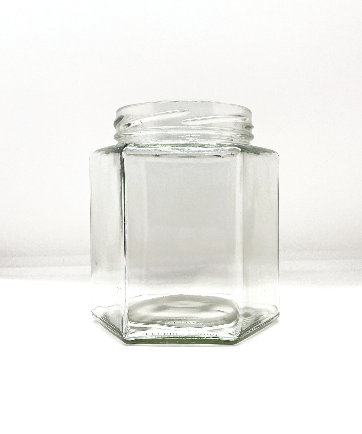 770mL. Hexagonal Clear Glass Jar and Lid (Net Fill Capacity: 705mL.+/-)