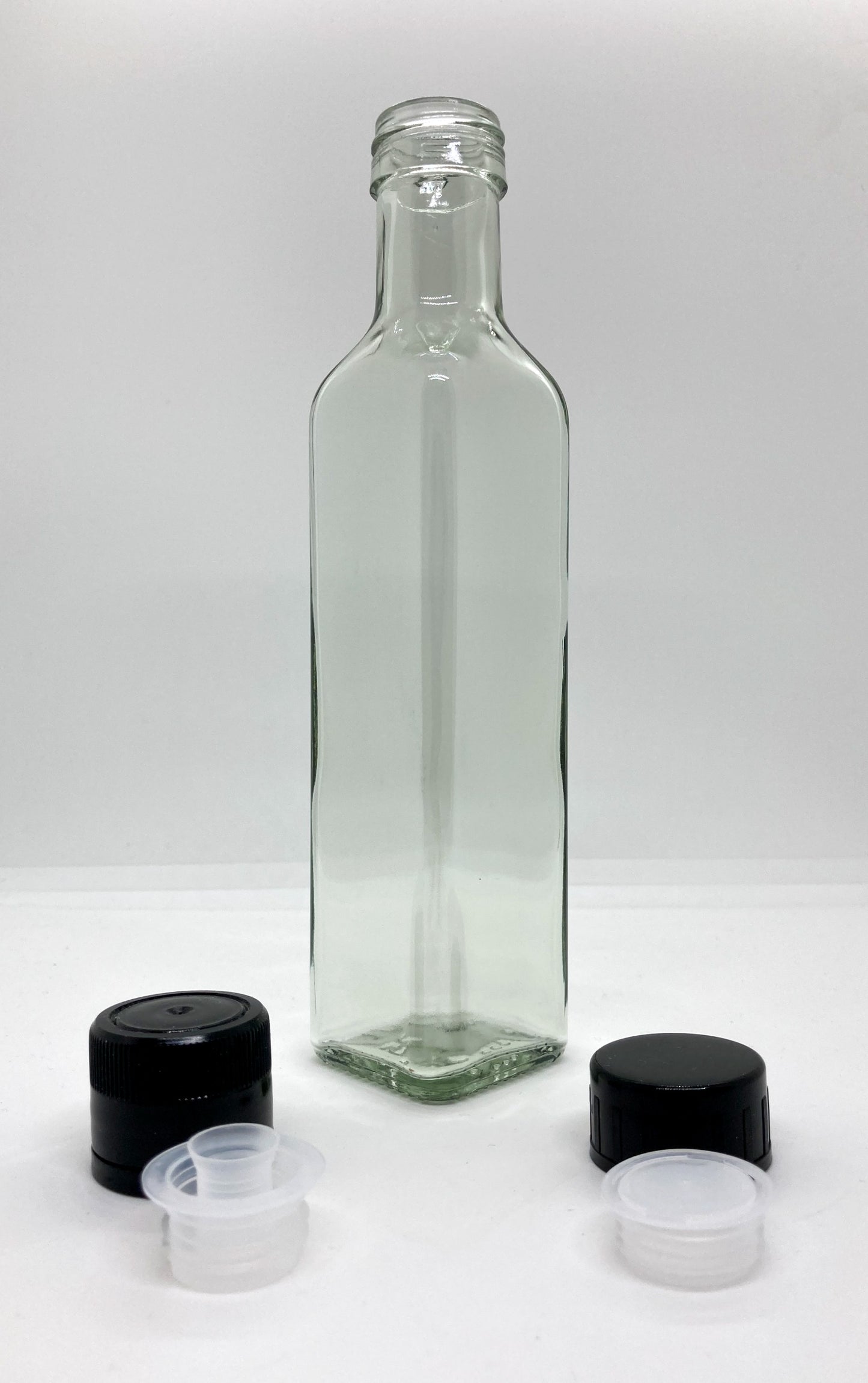 250mL. Square Glass Bottle and Cap