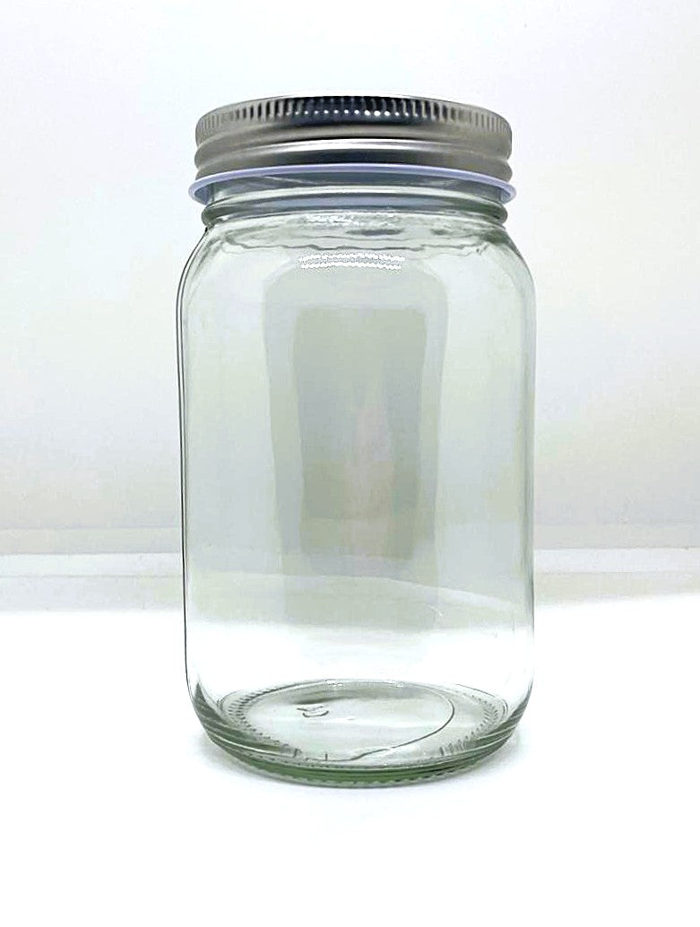 520mL. Mason glass jar (round) and Lid. (Net Fill Capacity: 480mL.+/-)