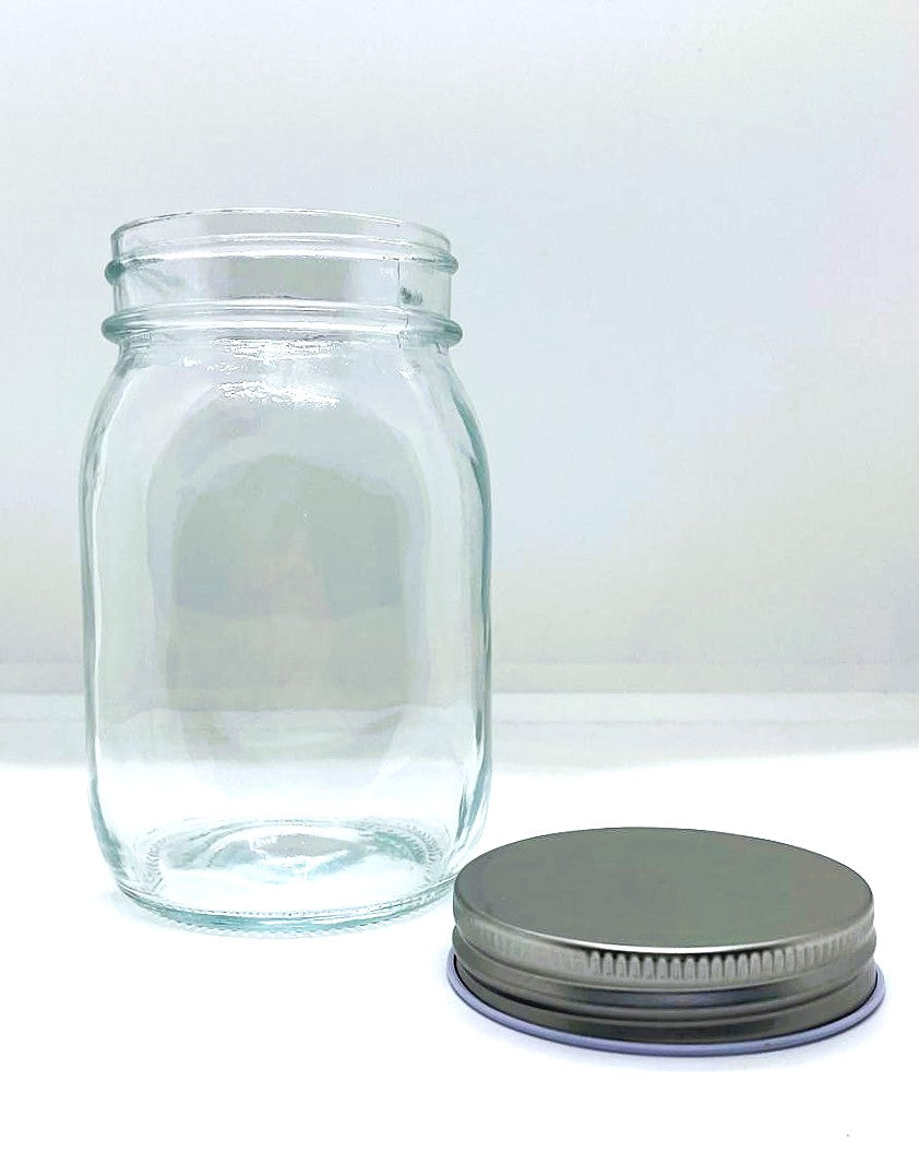 530mL. Mason glass jar (square) and Lid (Net Fill Capacity: 490mL.+/-)