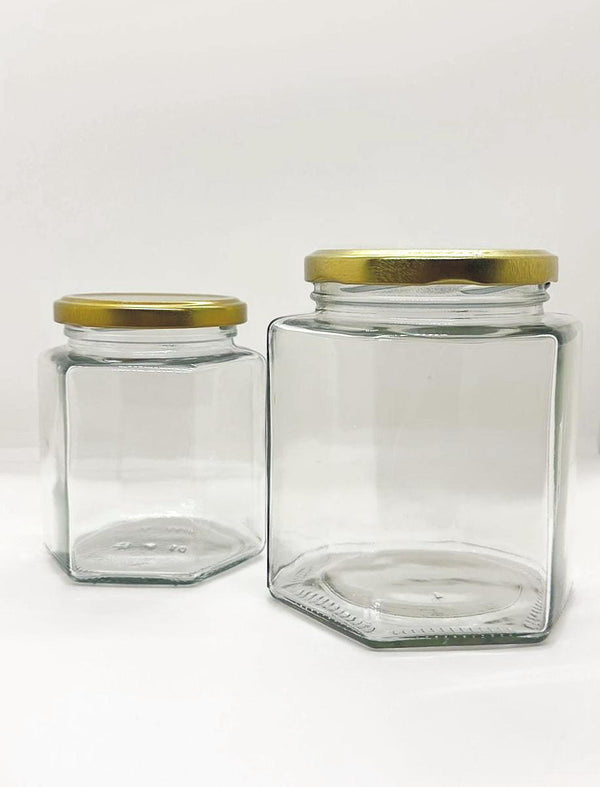Hexagonal Clear Glass Jars