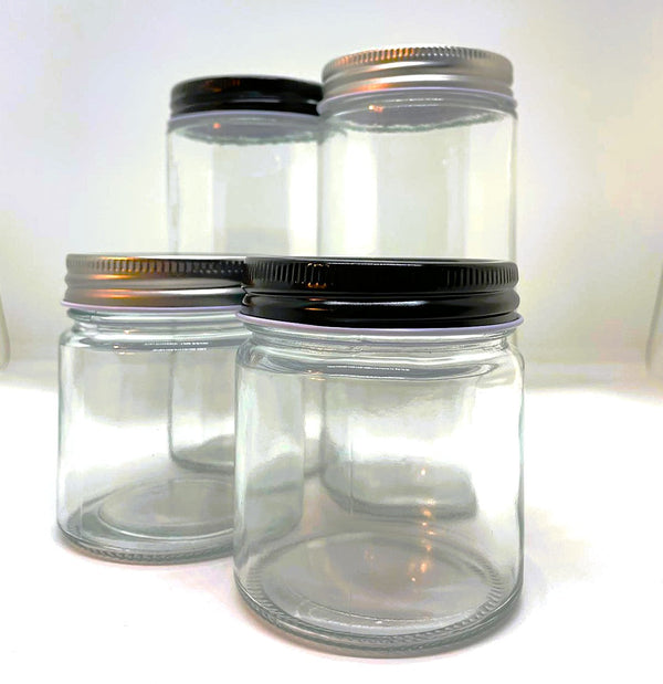 Clear Round Straight Cut Glass Jar C.T.