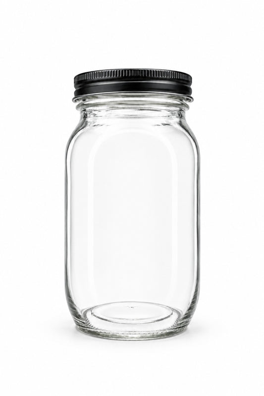 1060 mL Square Mason Glass Jar | Lid Included | Case of 30