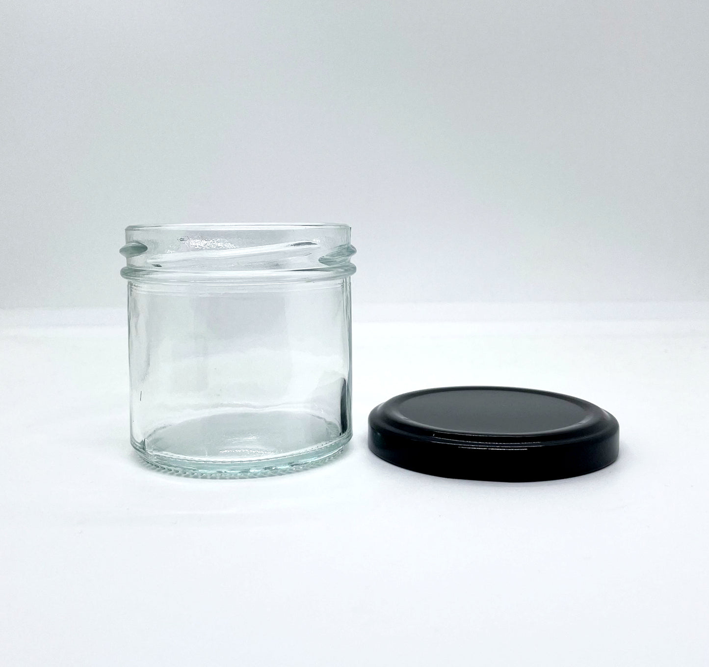 110mL. Clear Round Straight Cut Glass Jar/Thin lid (Net Fill Capacity: 85mL.+/-)