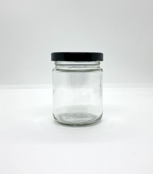 120mL. Clear Round Straight Cut Glass Jar and Lid (Net Fill Capacity: 100mL.+/-)