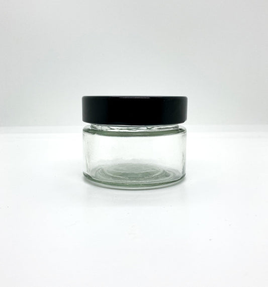150mL. "Ergo" Clear Round Straight Cut Glass Jar and Deep Lid (Net Fill Capacity: 100mL.+/-)