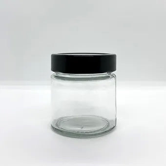 240mL. "Ergo" Clear Round Straight Cut Glass Jar and Deep Lid (Net Fill Capacity: 212mL.+/-)