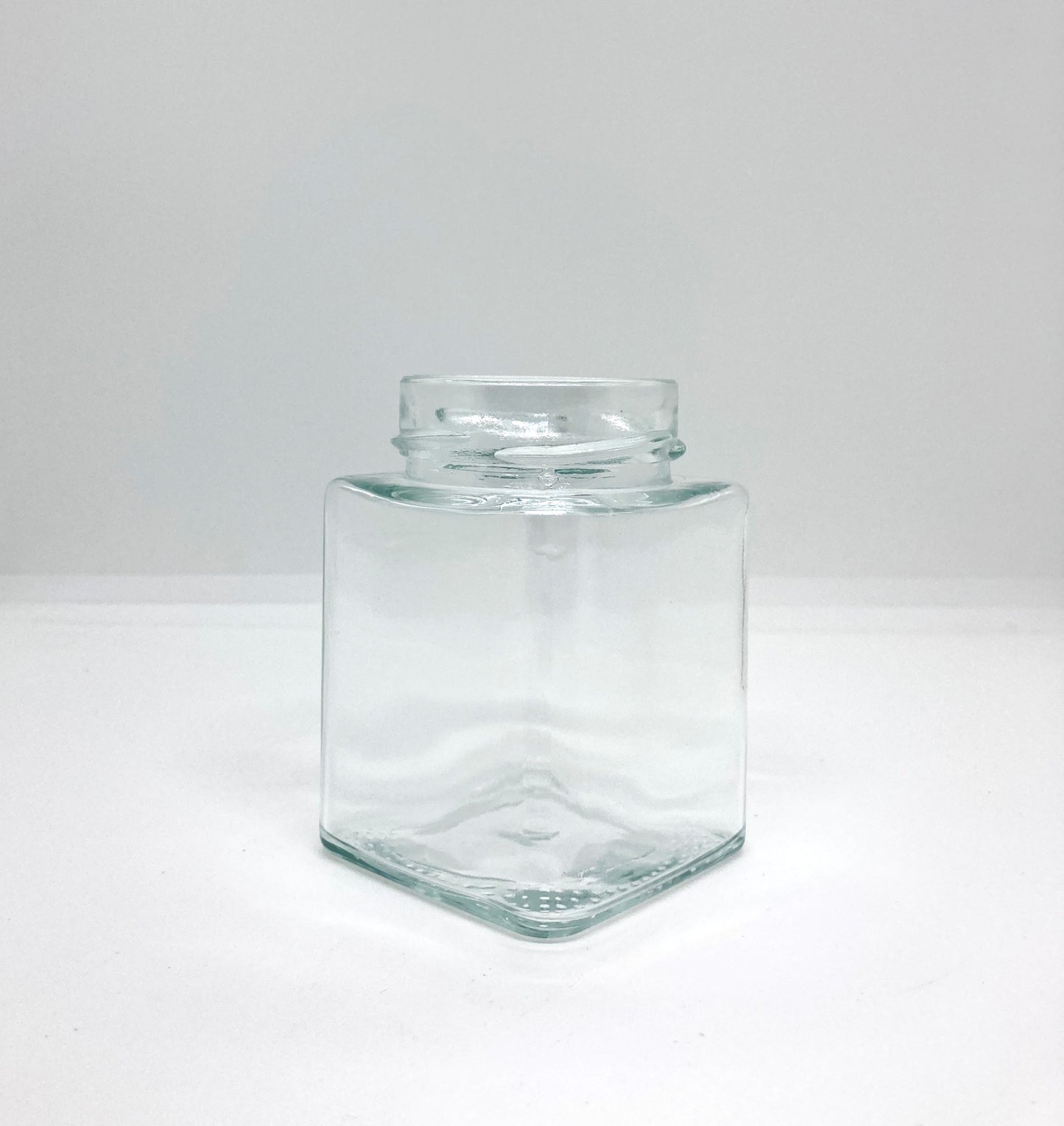 240mL. Clear Square Straight Cut Glass Jar and Deep Lid (Net Fill Capacity: 210mL.+/-)