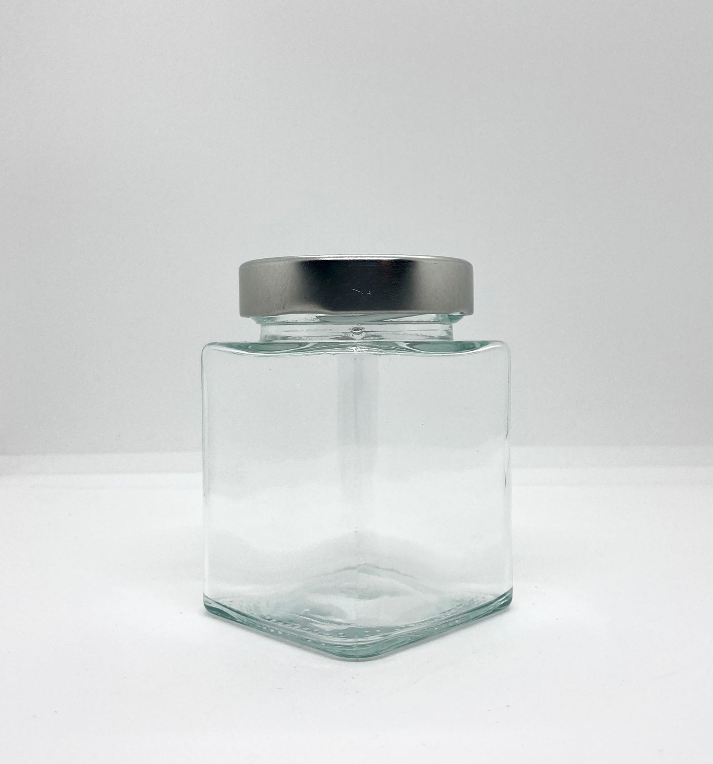 240mL. Clear Square Straight Cut Glass Jar and Deep Lid (Net Fill Capacity: 210mL.+/-)