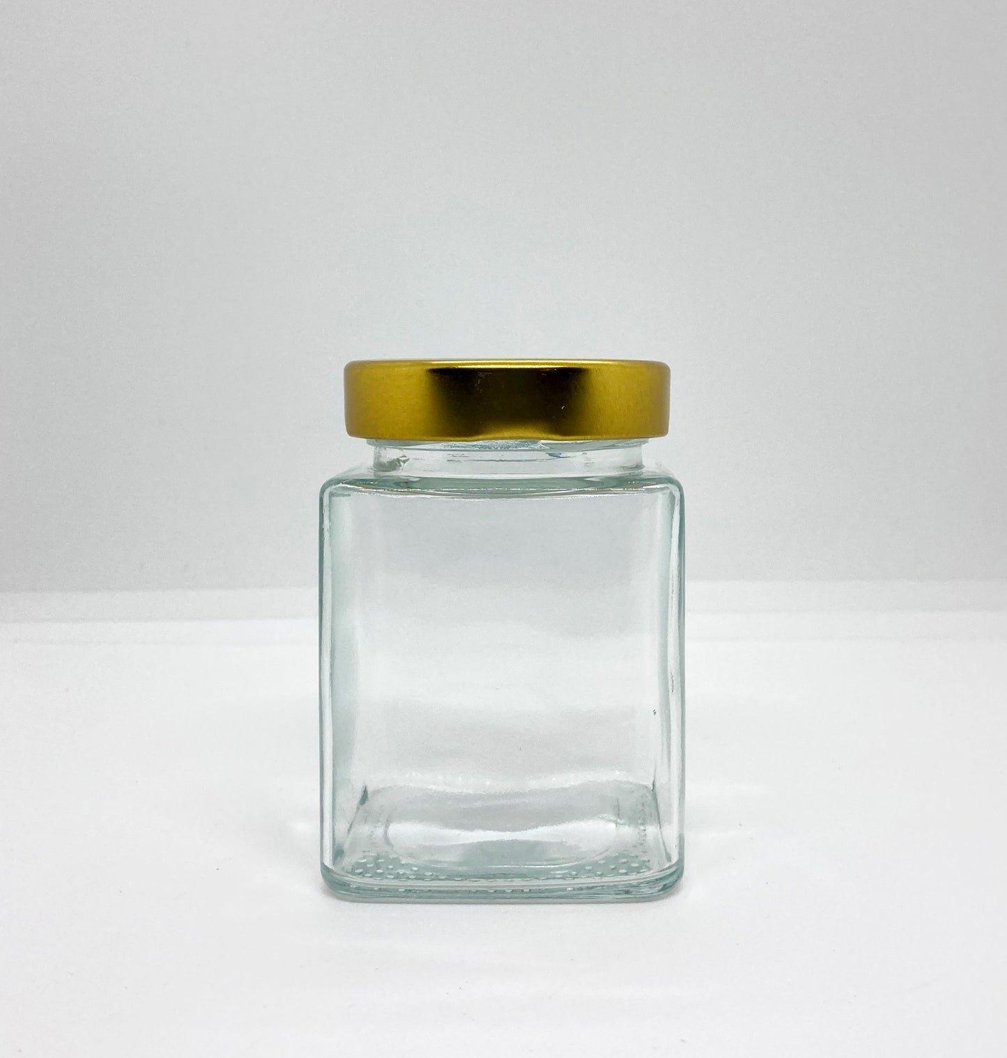 240mL. Clear Square Straight Cut Glass Jar and Deep Lid (Net Fill Capacity: 210mL.+/-)
