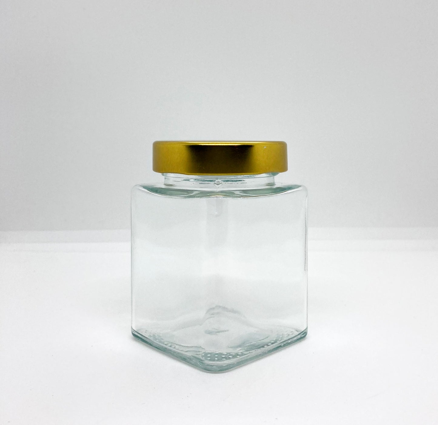 240mL. Clear Square Straight Cut Glass Jar and Deep Lid (Net Fill Capacity: 210mL.+/-)
