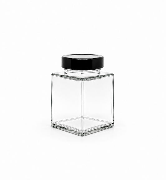 240 mL Square Glass Jar | Deep Lid Included | Case of 12