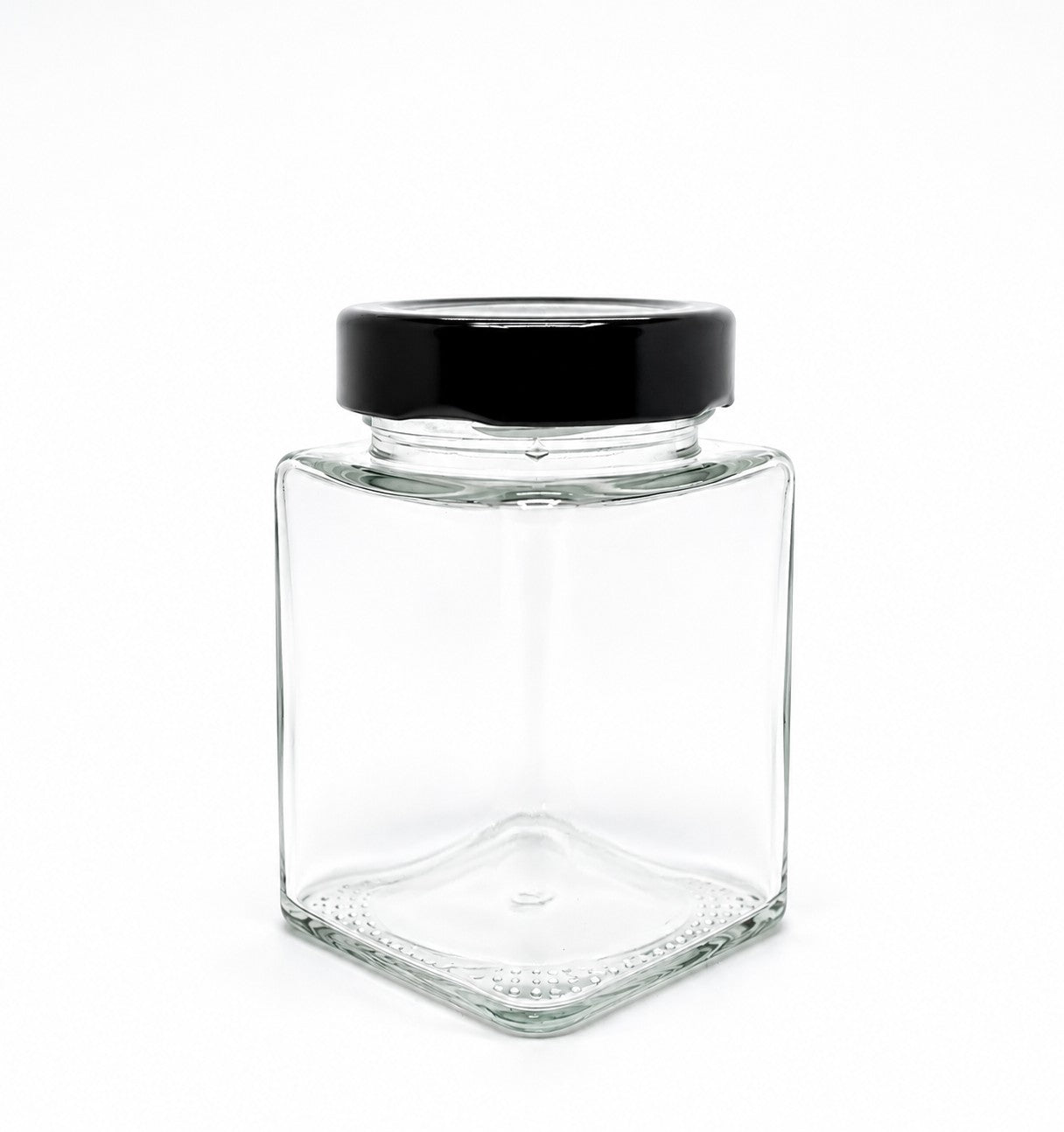 240mL. Clear Square Straight Cut Glass Jar