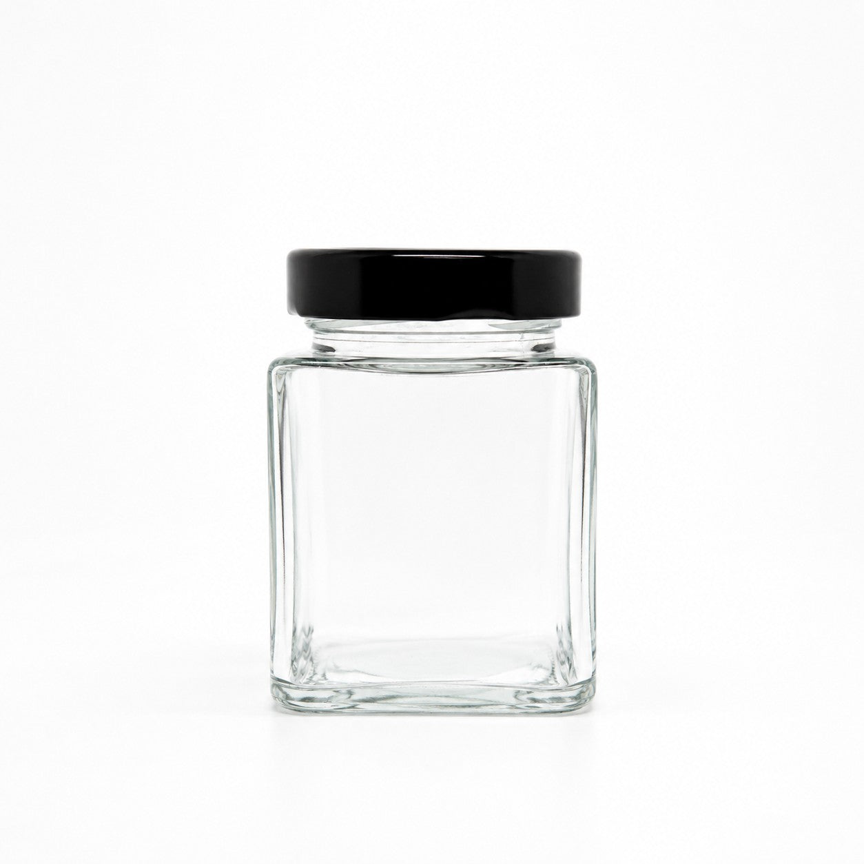 240mL. Clear Square Straight Cut Glass Jar