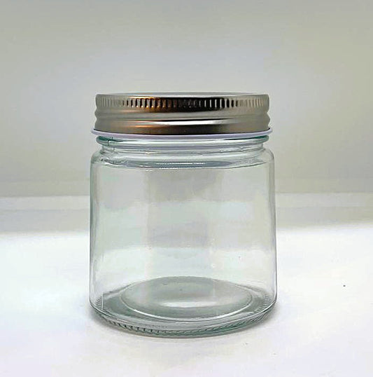 250ml Clear Round Straight Cut Glass Jar C.T. and Lid (Net Fill Capacity: 220mL.+/-)