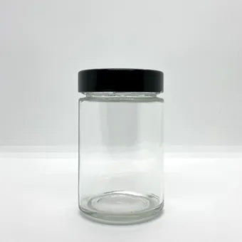 260mL. "Ergo" Clear Round Straight Cut Glass Jar and Deep Lid (Net Fill Capacity: 220mL.+/-)