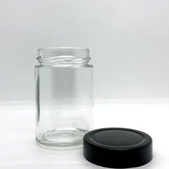 260mL. "Ergo" Clear Round Straight Cut Glass Jar and Deep Lid (Net Fill Capacity: 220mL.+/-)