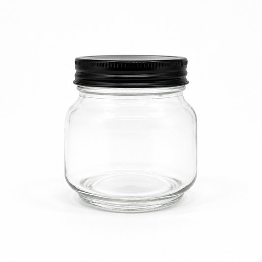 260 mL Square Mason Glass Jar | Lid Included | Case of 12