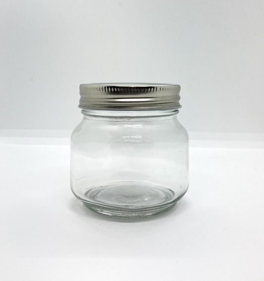 260mL. Mason glass jar (square) and Lid (Net Fill Capacity: 200mL.+/-)