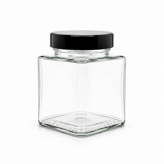 310 mL Square Glass Jar | Deep Lid Included | Case of 6