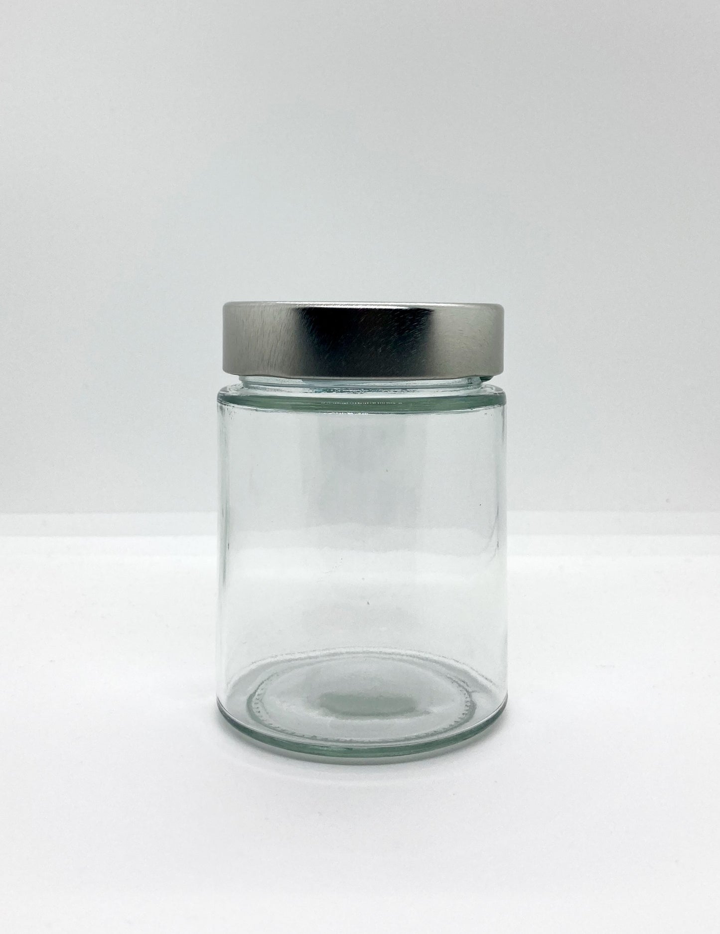 340mL. "Ergo" Clear Round Straight Cut Glass Jar and Deep Lid (Net Fill Capacity: 270mL.+/-)