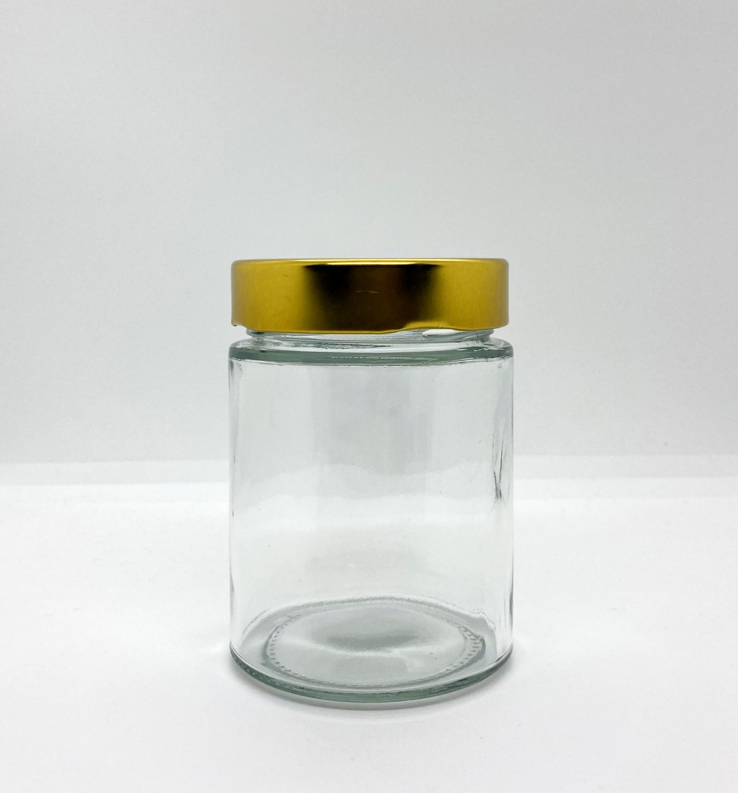 340mL. "Ergo" Clear Round Straight Cut Glass Jar and Deep Lid (Net Fill Capacity: 270mL.+/-)
