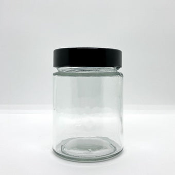 340mL. "Ergo" Clear Round Straight Cut Glass Jar and Deep Lid (Net Fill Capacity: 270mL.+/-)