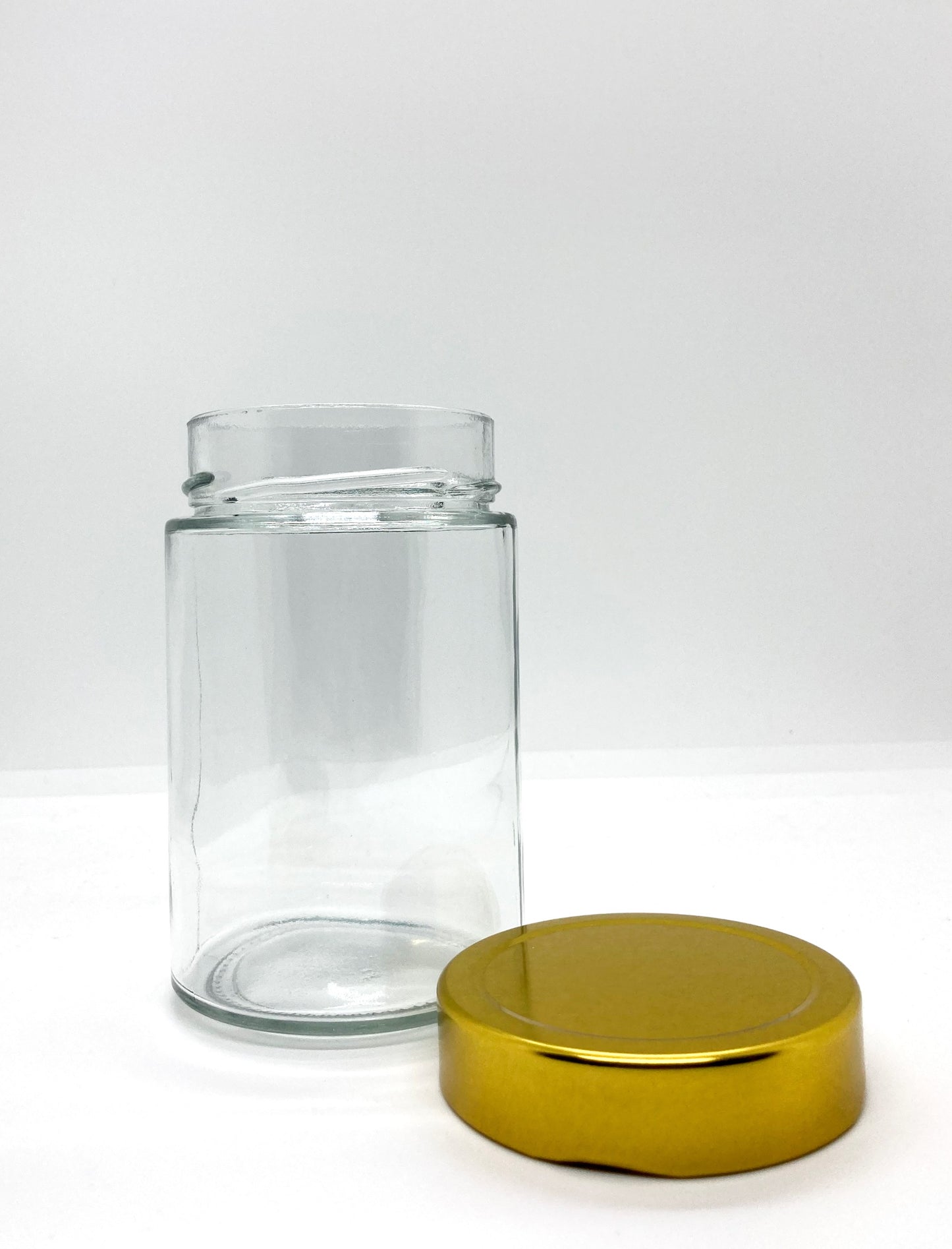 400mL. "Ergo" Clear Round Straight Cut Glass Jar and Deep Lid (Net Fill Capacity: 340mL.+/-)
