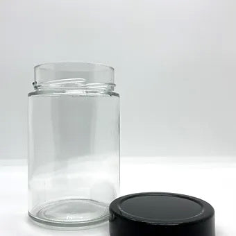 400mL. "Ergo" Clear Round Straight Cut Glass Jar and Deep Lid (Net Fill Capacity: 340mL.+/-)