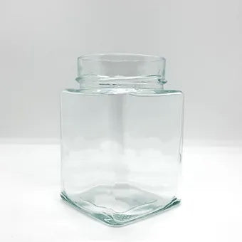 420mL. Clear Square Straight Cut Glass Jar and Deep Lid (Net Fill Capacity: 350mL.+/-)
