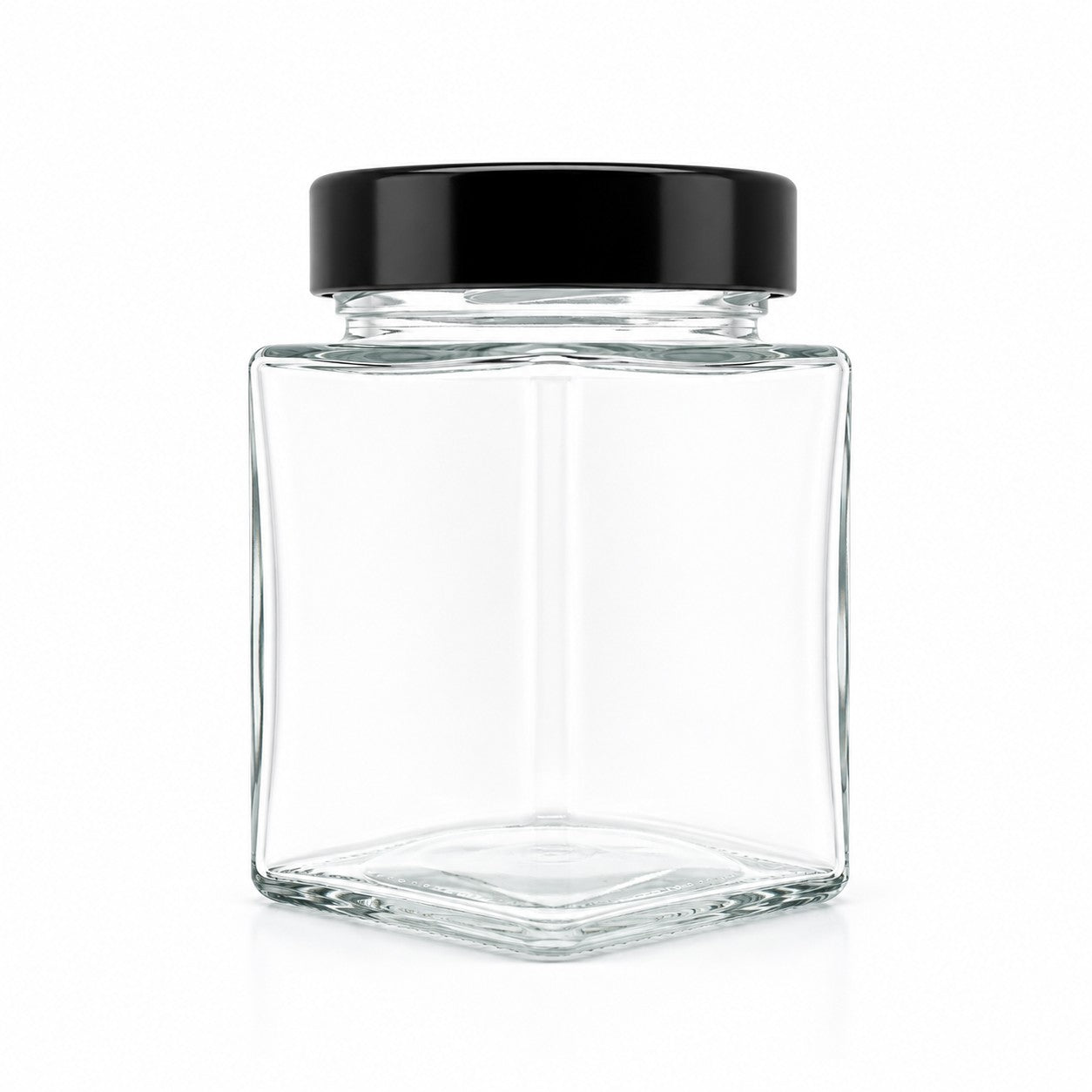 420mL. Clear Square Straight Cut Glass Jar and Deep Lid (Net Fill Capacity: 350mL.+/-)