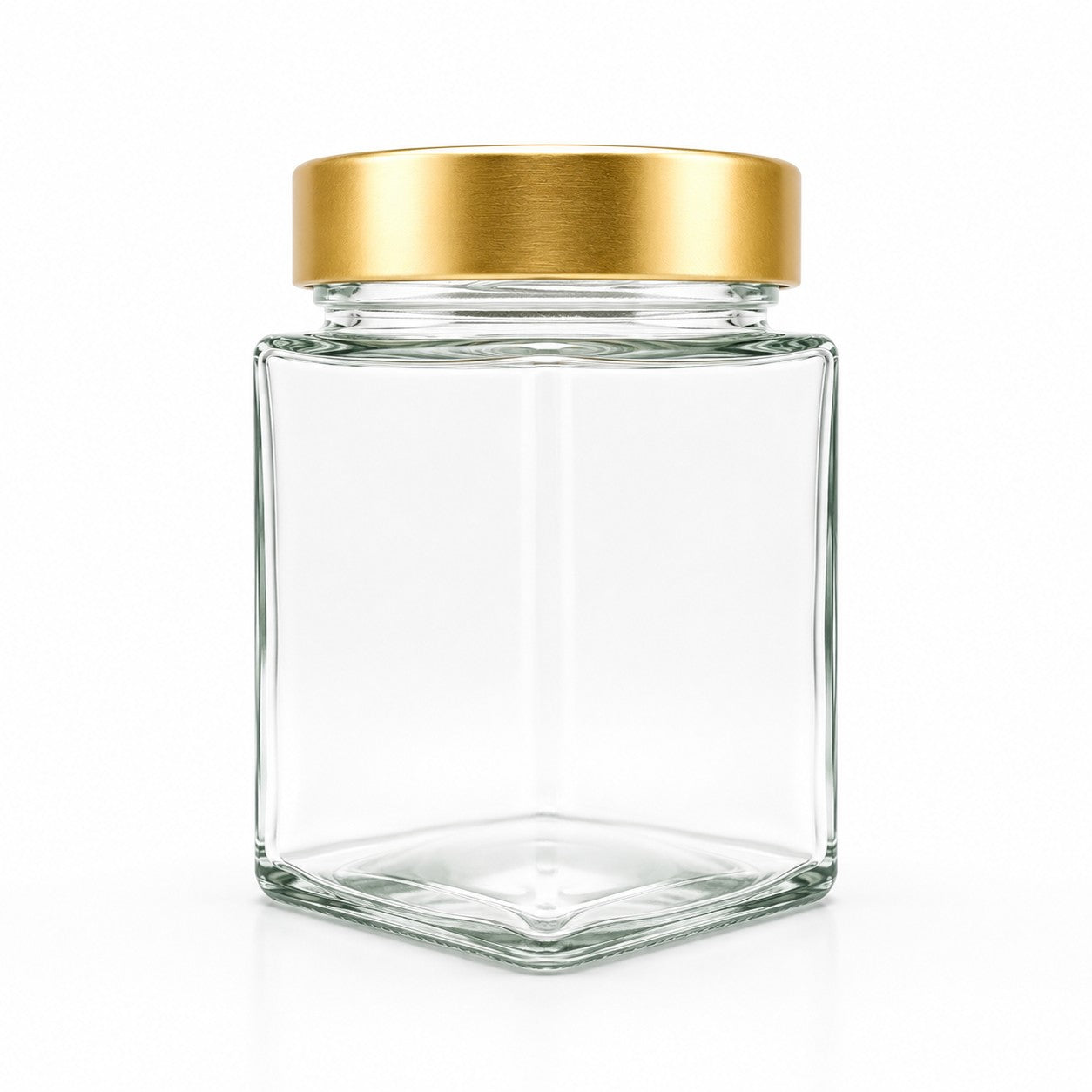 420mL. Clear Square Straight Cut Glass Jar and Deep Lid (Net Fill Capacity: 350mL.+/-)