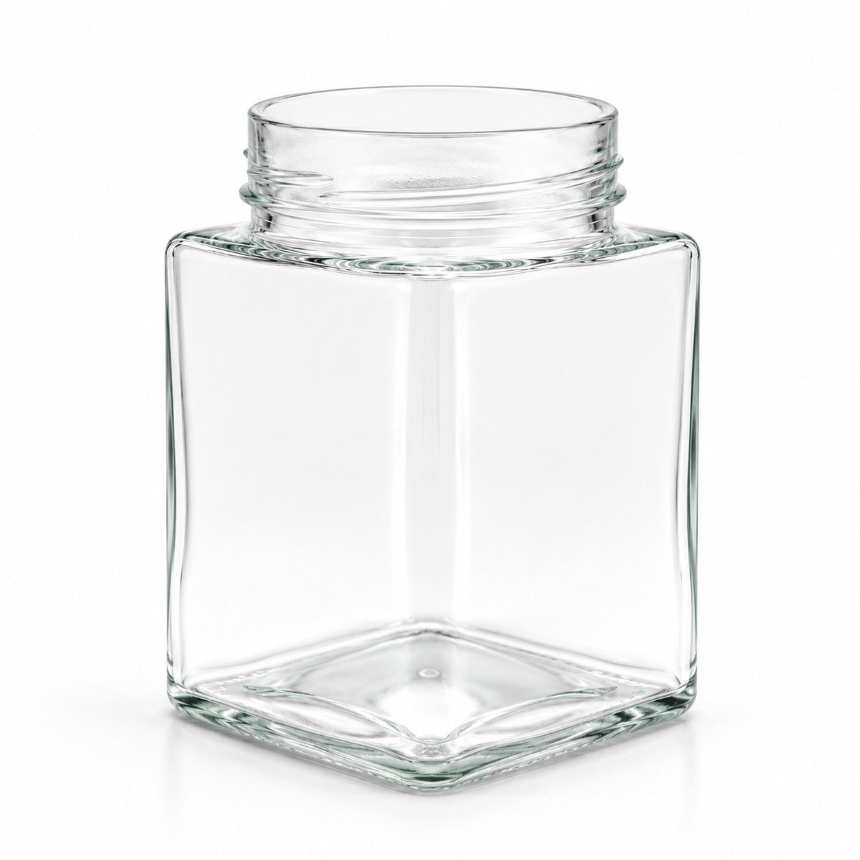 420mL. Clear Square Straight Cut Glass Jar and Deep Lid (Net Fill Capacity: 350mL.+/-)