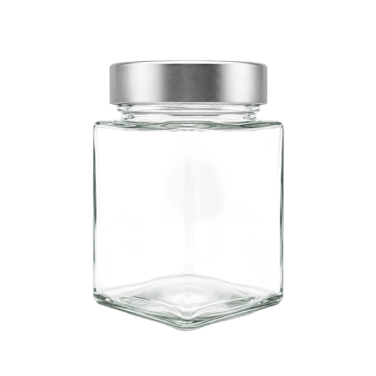 420mL. Clear Square Straight Cut Glass Jar and Deep Lid (Net Fill Capacity: 350mL.+/-)