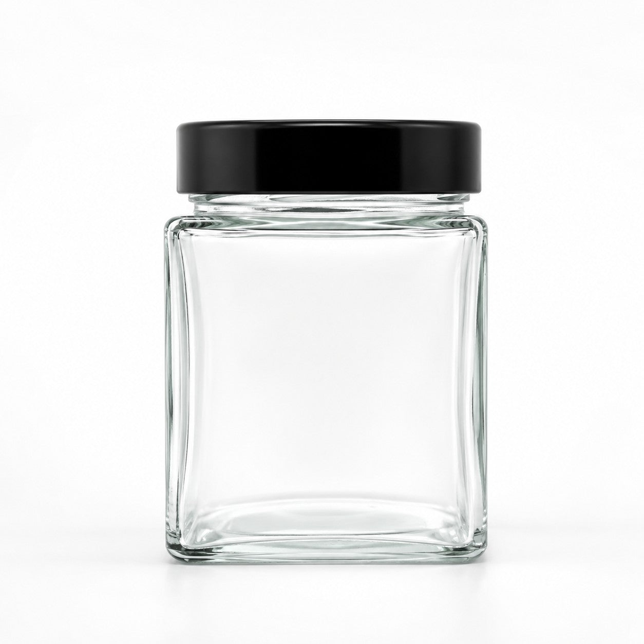 420mL. Clear Square Straight Cut Glass Jar and Deep Lid (Net Fill Capacity: 350mL.+/-)