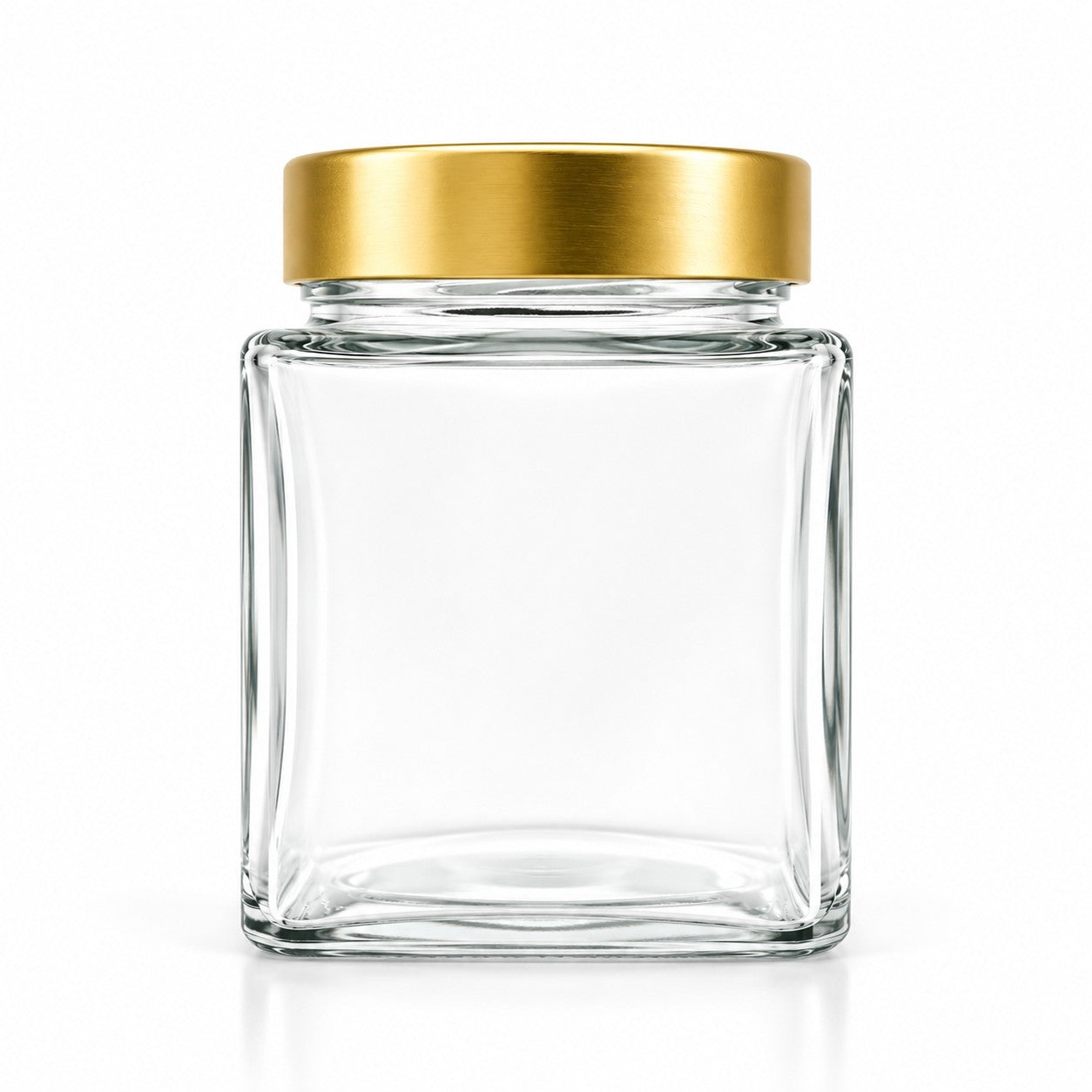 420mL. Clear Square Straight Cut Glass Jar and Deep Lid (Net Fill Capacity: 350mL.+/-)