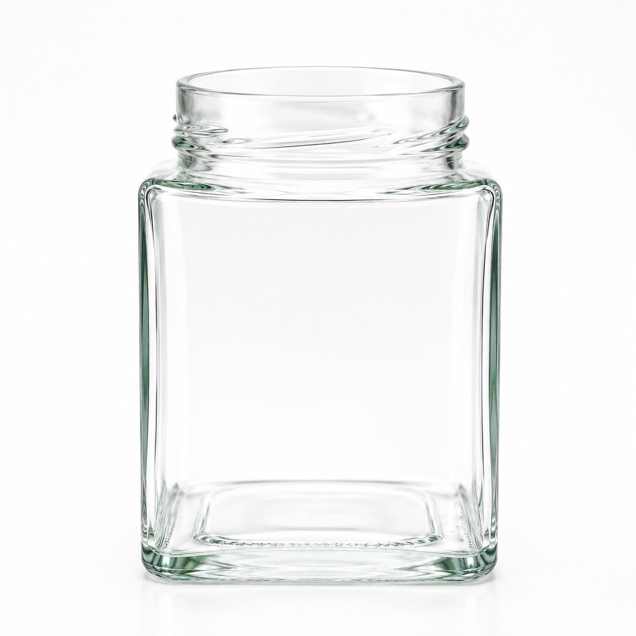 420mL. Clear Square Straight Cut Glass Jar and Deep Lid (Net Fill Capacity: 350mL.+/-)
