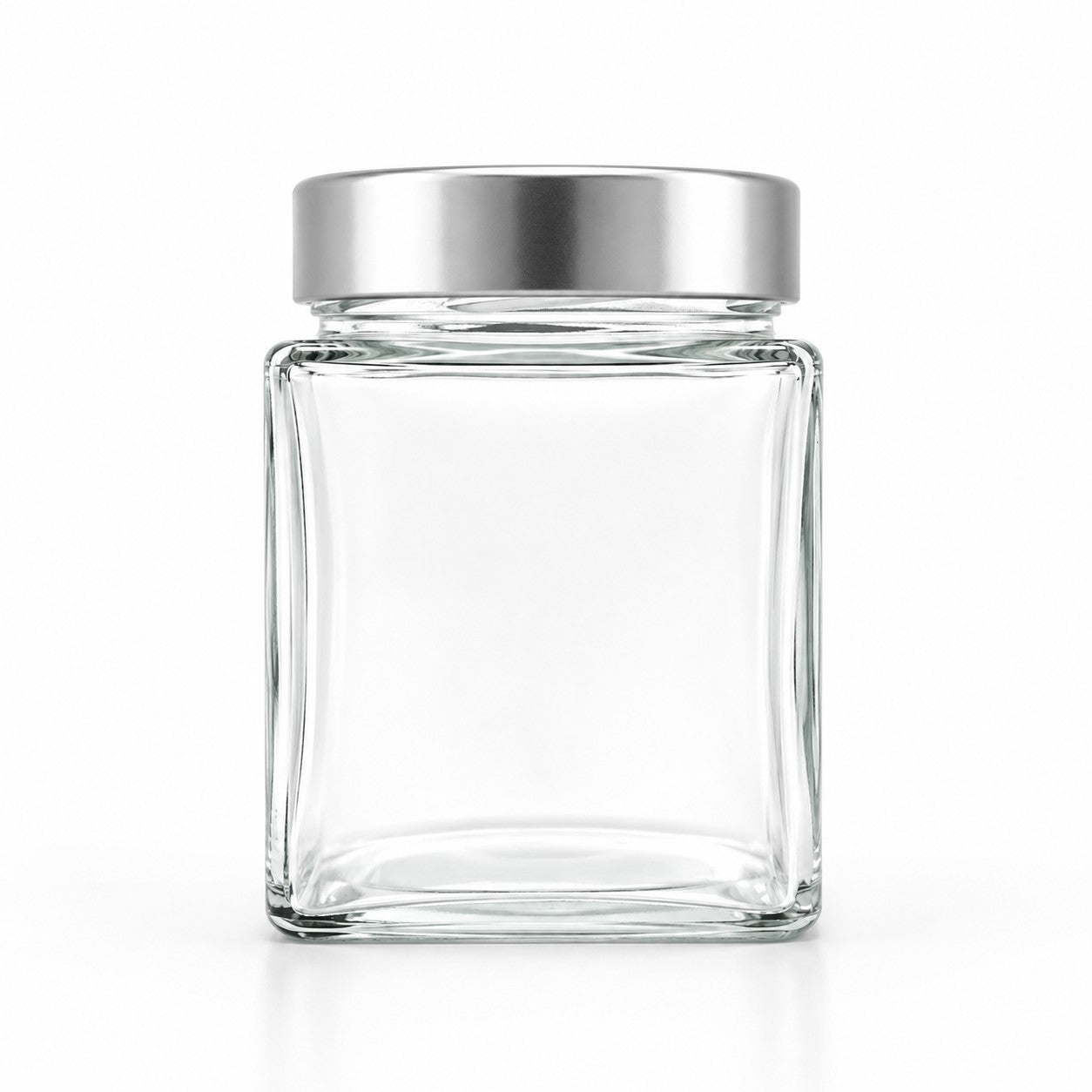 420mL. Clear Square Straight Cut Glass Jar and Deep Lid (Net Fill Capacity: 350mL.+/-)