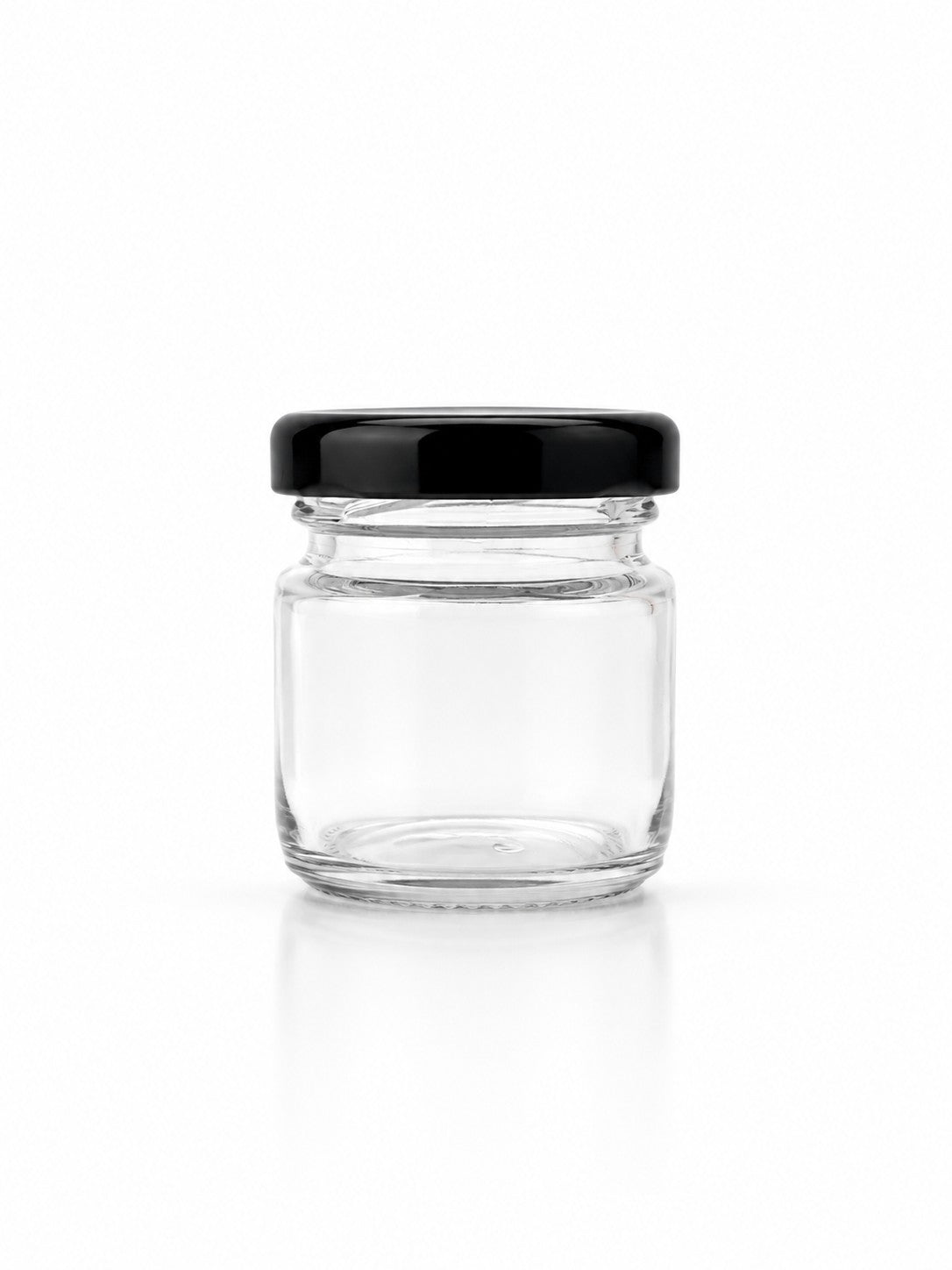 45mL. Clear Round Straight Cut Glass Jar and Lid (Net Fill Capacity: 40mL.+/-)