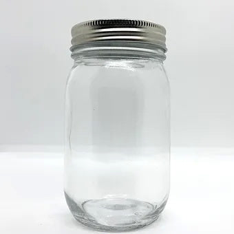 470mL. Mason glass jar (round) and Lid (Net Fill Capacity: 410mL.+/-)